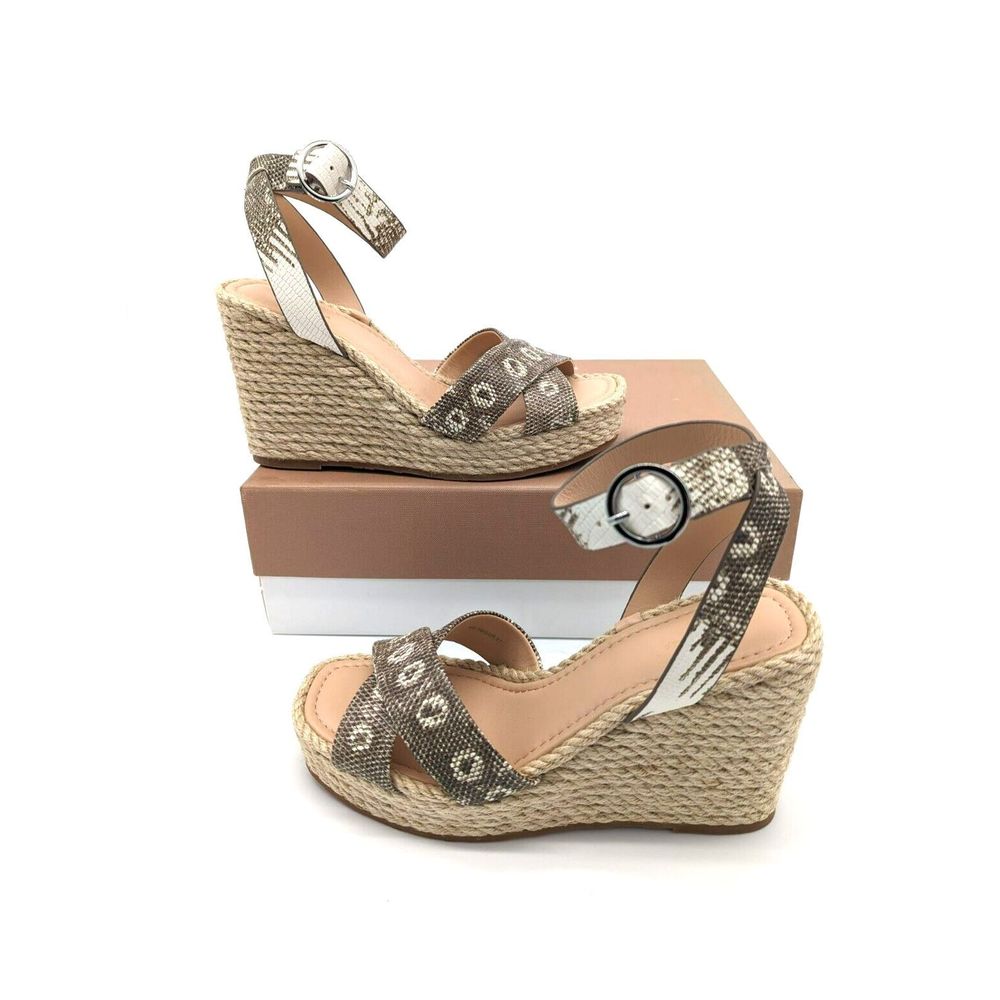 Via Spiga Women's Sesilia Strappy Espadrille Wedge Sandals Blanc Leather US 7 M